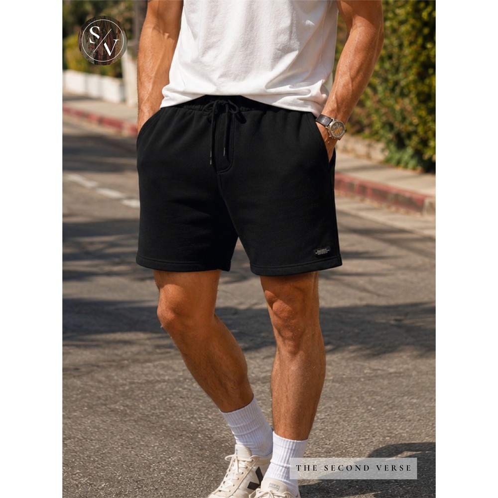Blend Mens Black Fleece Shorts Drawstring Waist Casual Active Athlesuire